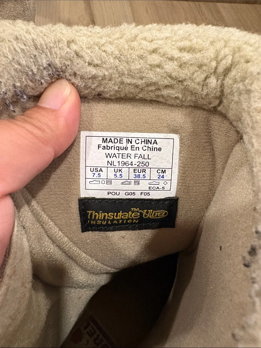 Sorel Water Fall NL 1964 250 Taupe Suede Shearling Boots Thinsulate Ultra 7.5
